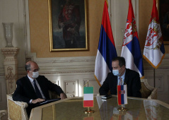 29 October 2021 National Assembly Speaker Ivica Dacic in meeting with Italian Ambassador to Serbia Carlo Lo Cascio